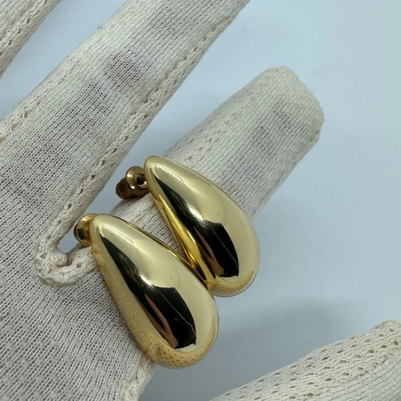 14K Gold Plated Chunky Waterdrop  Earrings - Picture 7 of 8